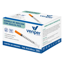 Seringa Descartável de Insulina 1ml Com Agulha Fixa 8x0,30mm 30G 100un - Venper