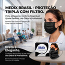 Máscara Tripla Descartável Preta 50un - Medix