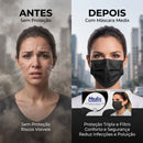 Máscara Tripla Descartável Preta 50un - Medix