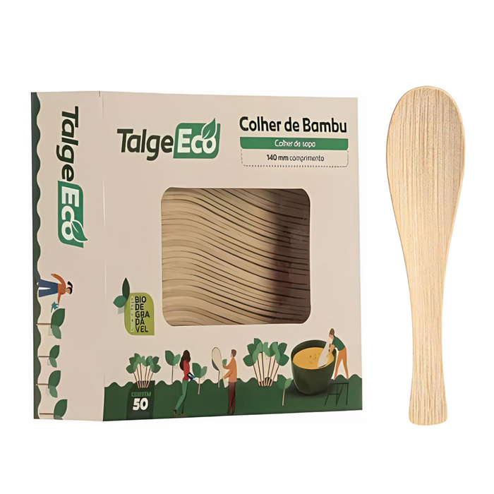 Colher de Bambu Para Sopa 50un - Talge
