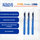 Bisturi Descartável Com Dispositivo de Segurança N15 Lâmina Carbono 10un - Medix