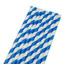 Canudo de Papel Listrado Azul D6mm 19,7cm 100un - Inoven
