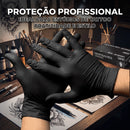 Luva para Tatuador Nitrílica Preta Sem Pó 100 Unidades