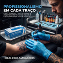 Luva para Tatuador Nitrílica Azul Sem Pó 100 Unidades