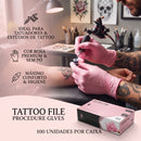 Luva para Tatuador Nitrílica Rosa Sem Pó 100 Unidades