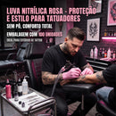 Luva para Tatuador Nitrílica Rosa Sem Pó 100 Unidades