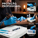 Luva para Tatuador Nitrílica Azul Sem Pó 100 Unidades