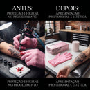 Luva para Tatuador Nitrílica Rosa Sem Pó 100 Unidades