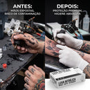 Luva para Tatuador Nitrílica Branca Sem Pó 100 Unidades