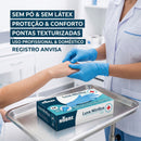 Luva de Procedimento Nitrílica Sem Pó Azul 100un - Nobre