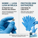 Luva de Procedimento Nitrílica Sem Pó Azul 100un - Nobre